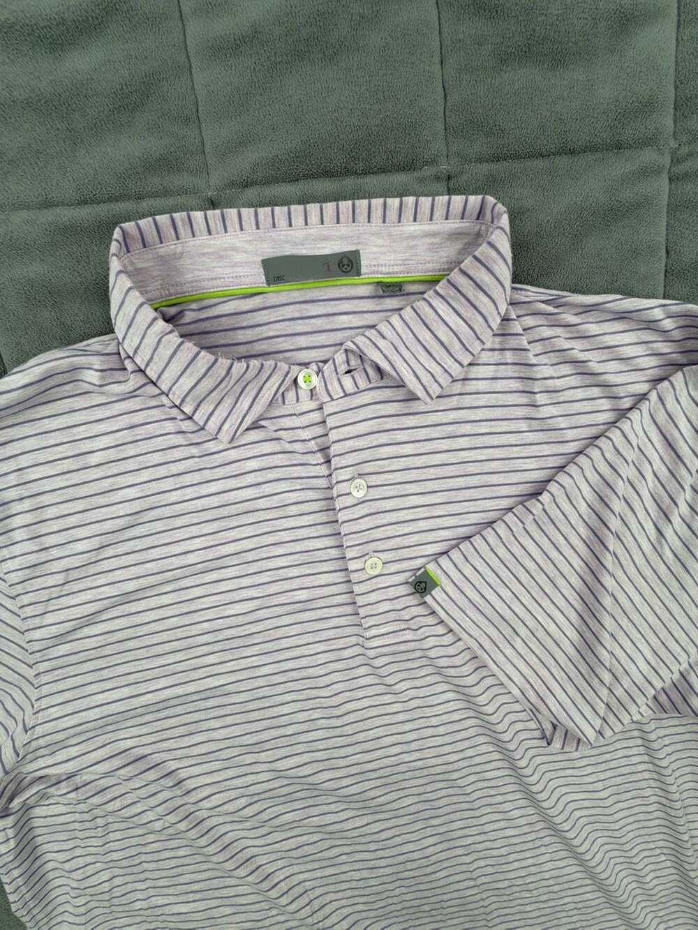 Tasc Performance Polo Size XL Purple Striped Modal Blend Golf Shirt